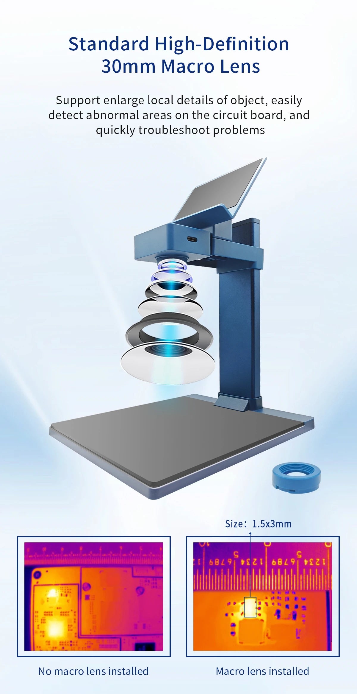 3D Thermal Camera 256×192 IR Sensor Macro Lens