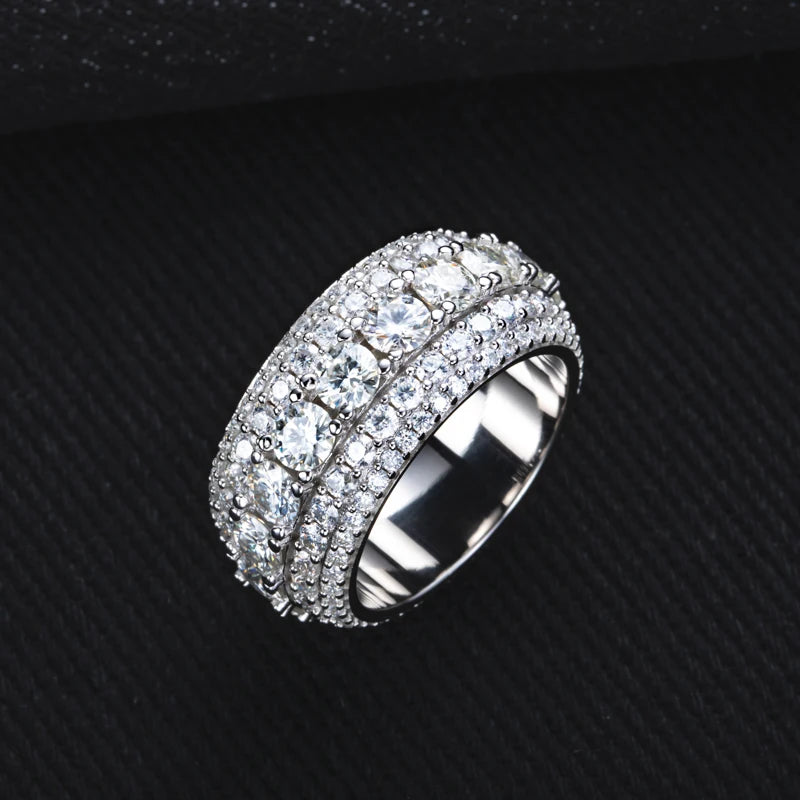 Men’s Moissanite Ring 8.46ct Iced Sterling Silver