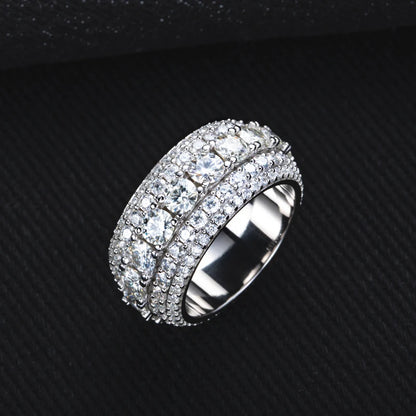 Men’s Moissanite Ring 8.46ct Iced Sterling Silver