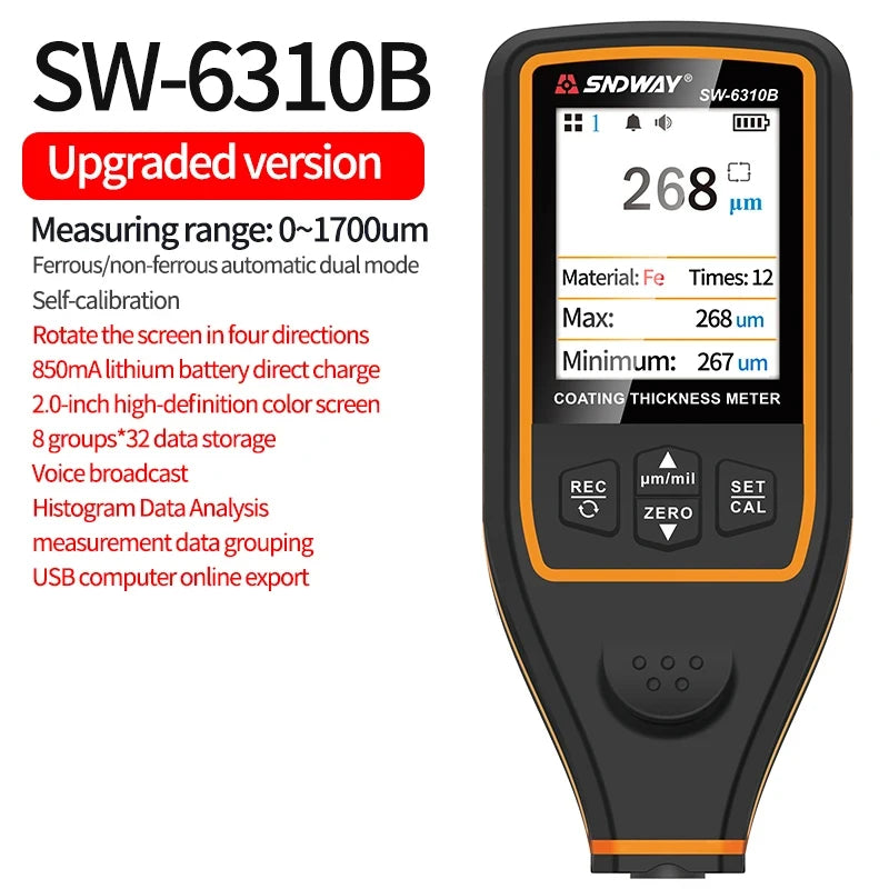 1700um Digital Coating Thickness Gauge Paint Tester