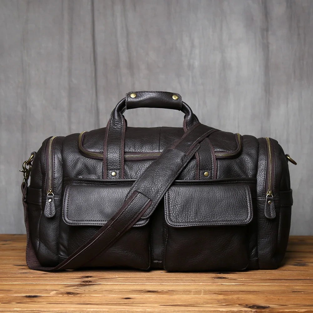 Vintage Style Cowhide Hand Luggage Laptop Shoulder Bag