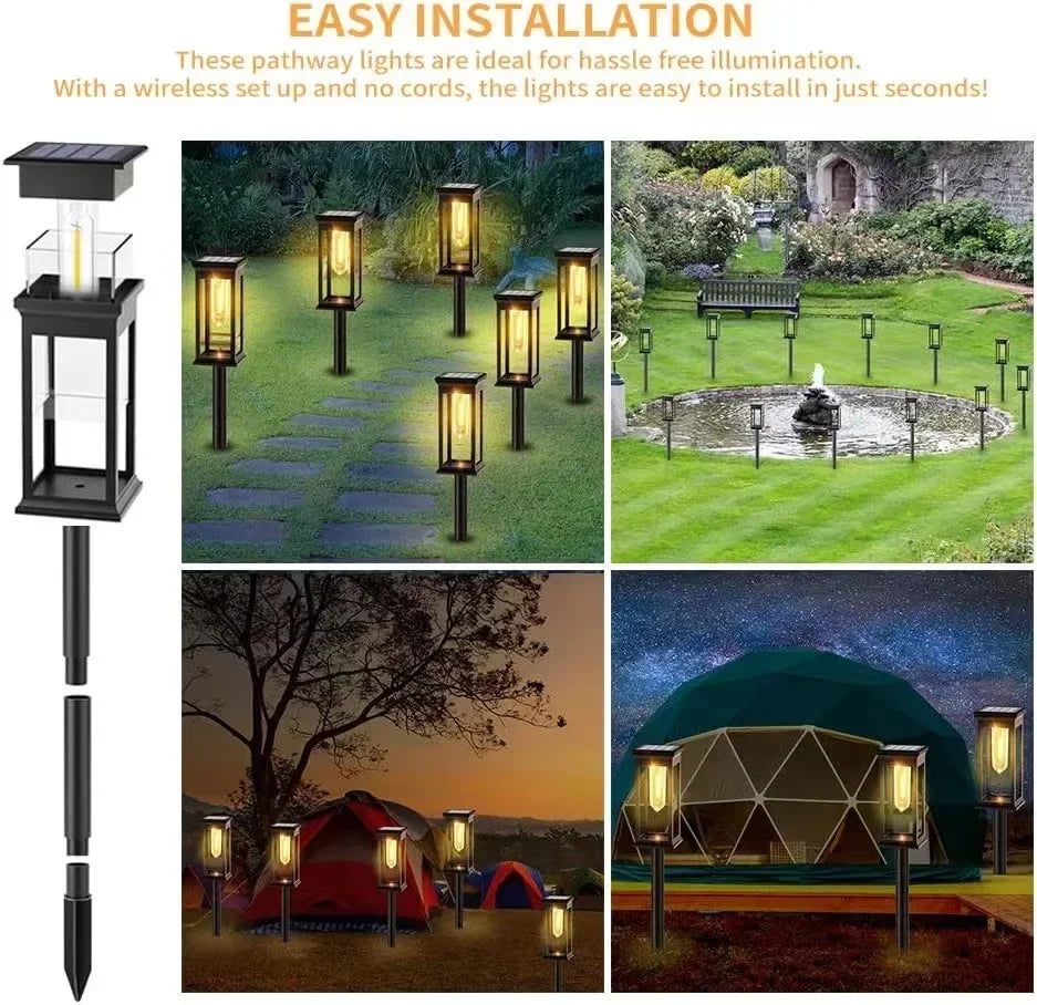 Warm Glow Solar Garden Path Lights Outdoor Set of 10