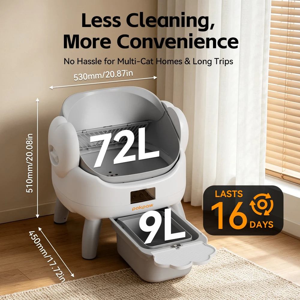 Quiet Smart Self-Cleaning Cat Litter Box with App Control