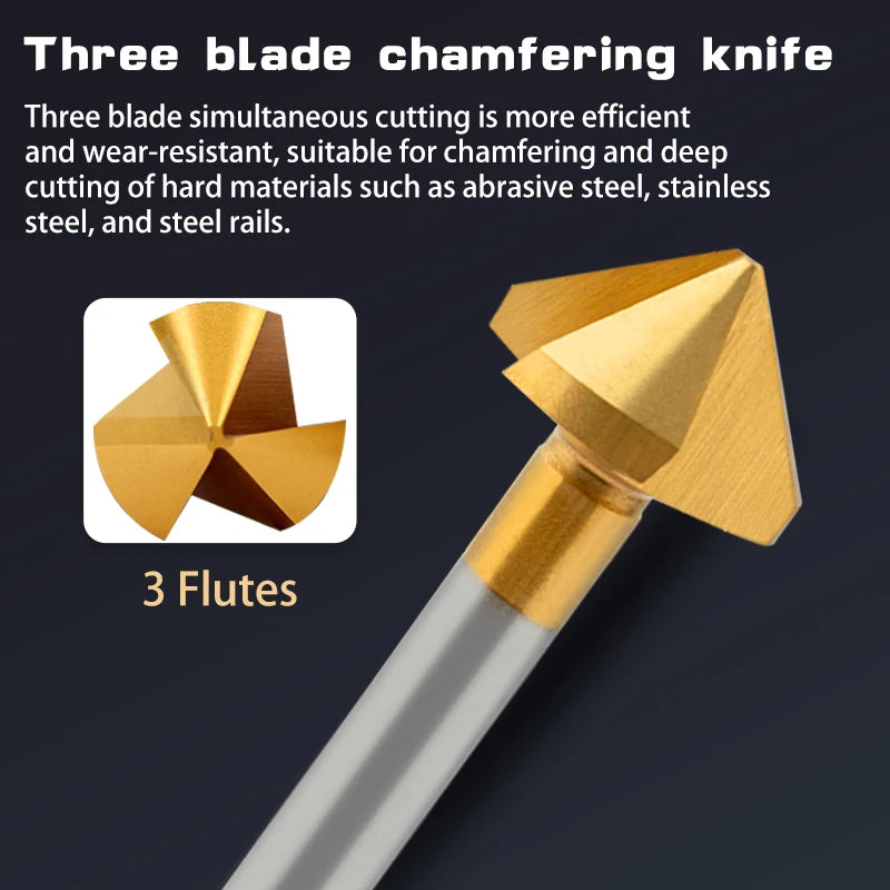 5pc 3 Flute Countersink Drill Bit Set 40mm