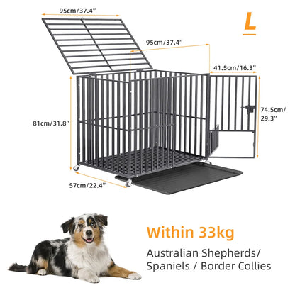 L Dog Playpen with Divider Tray and Lockable Doors