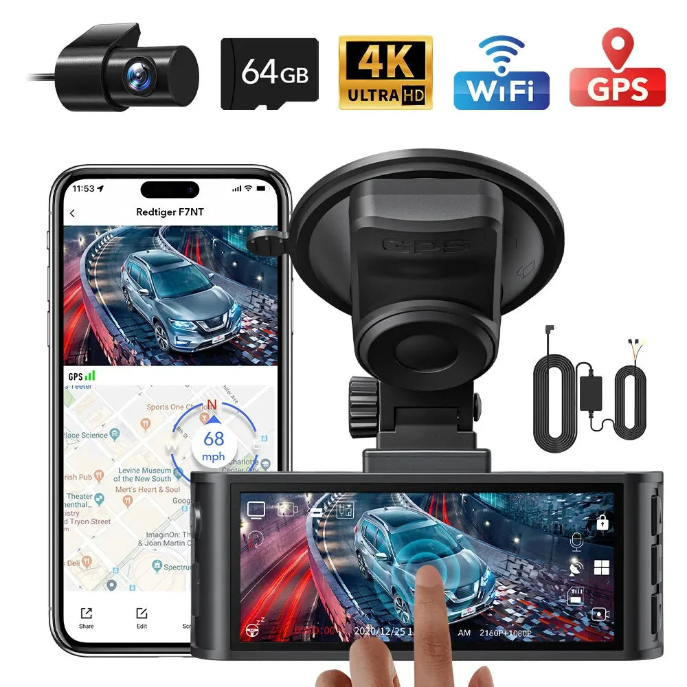 4K Front & Rear Dash Camera Starvis 2 WiFi with Hardwire Kit