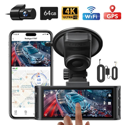 4K Front & Rear Dash Camera Starvis 2 WiFi with Hardwire Kit