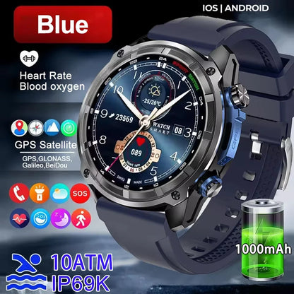 Blue GPS Smart Watch 10ATM Waterproof