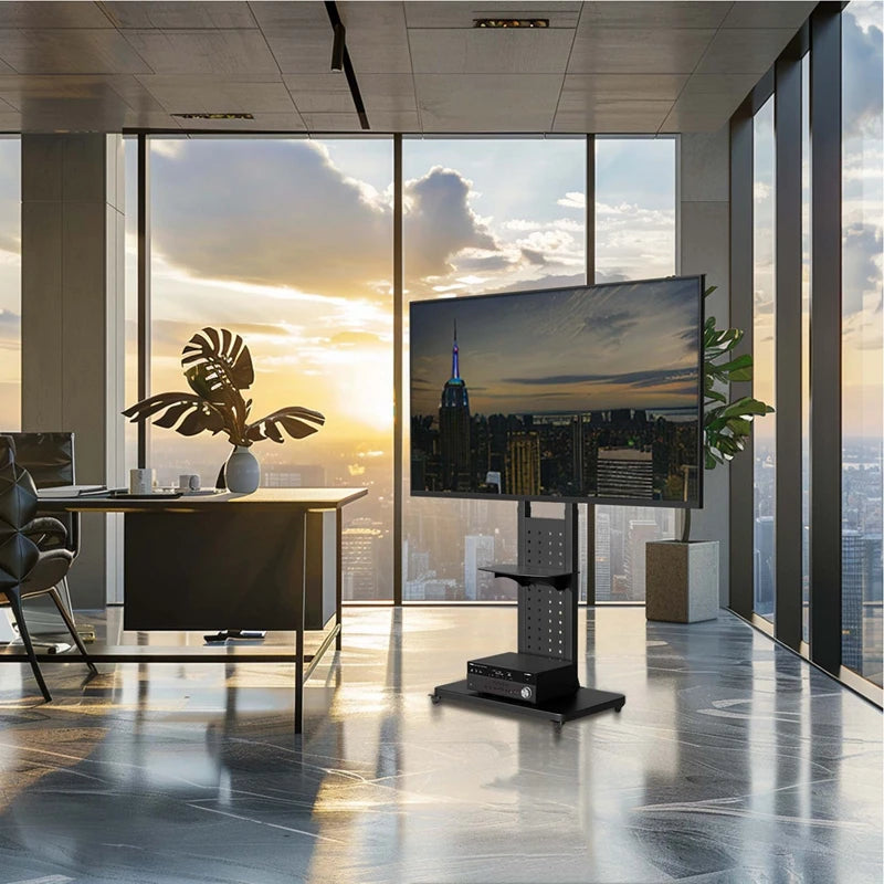 Rotating Vertical TV Floor Stand with Adjustable Height 32–65"