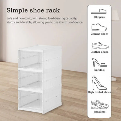 Foldable 6-Layer Shoe Cabinet with Transparent Front Panel