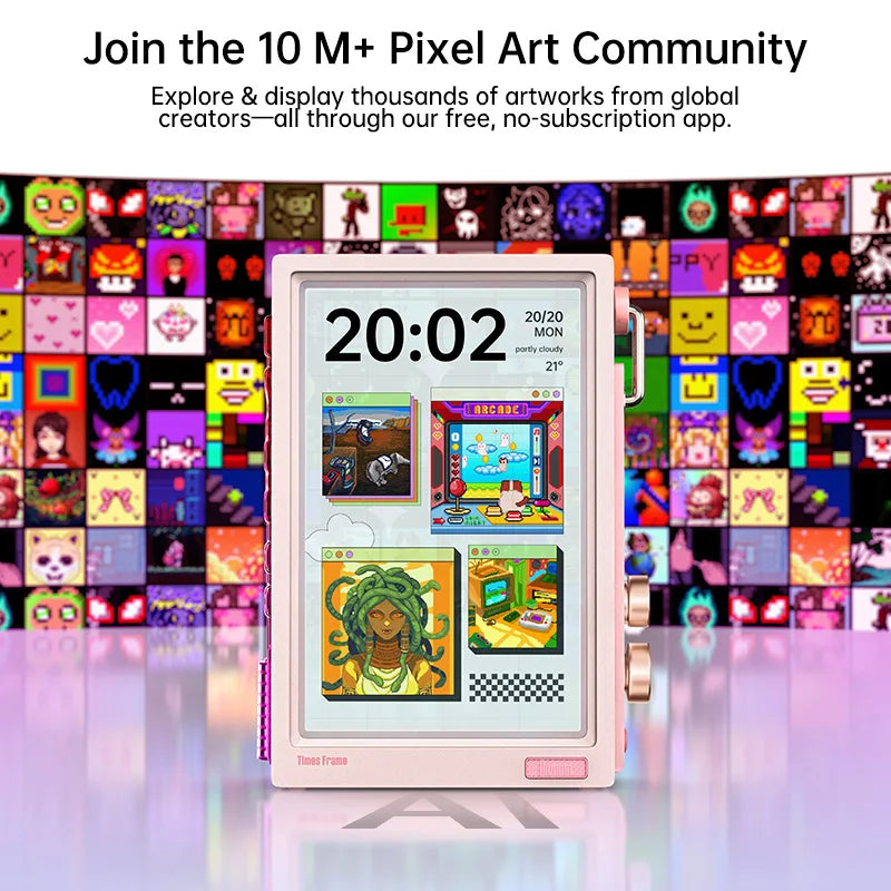 WiFi Smart Pixel Display Pink with Weather and Calendar