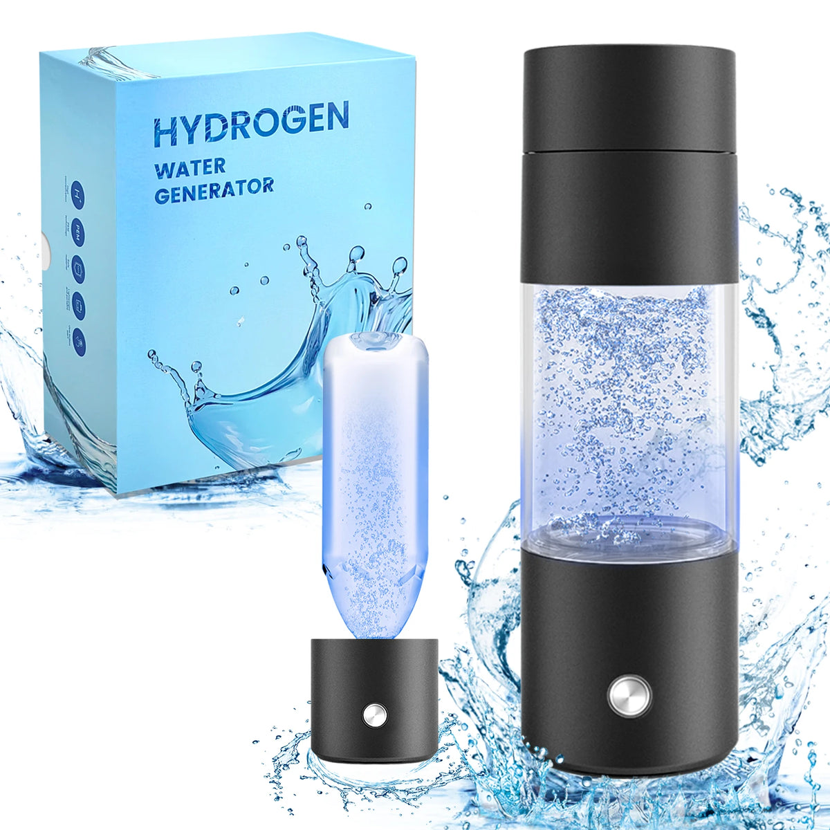 Portable Hydrogen Water Bottle Generator 4000ppb Rechargeable