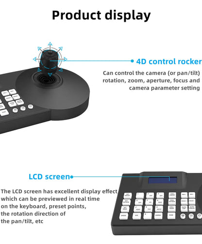 4D PTZ Camera Joystick Controller with LCD Screen