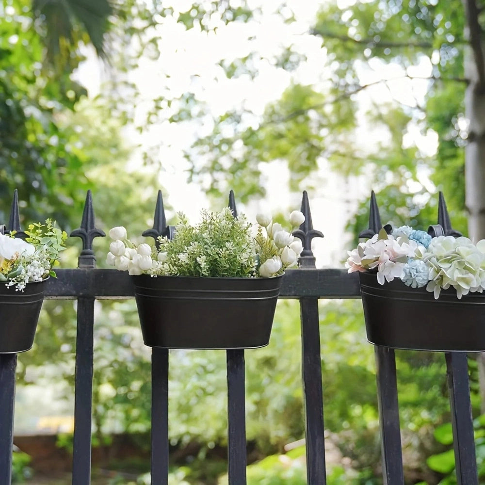 3pcs Rustic Black Hanging Planter Pots with Detachable Stands for Indoor and Outdoor Use