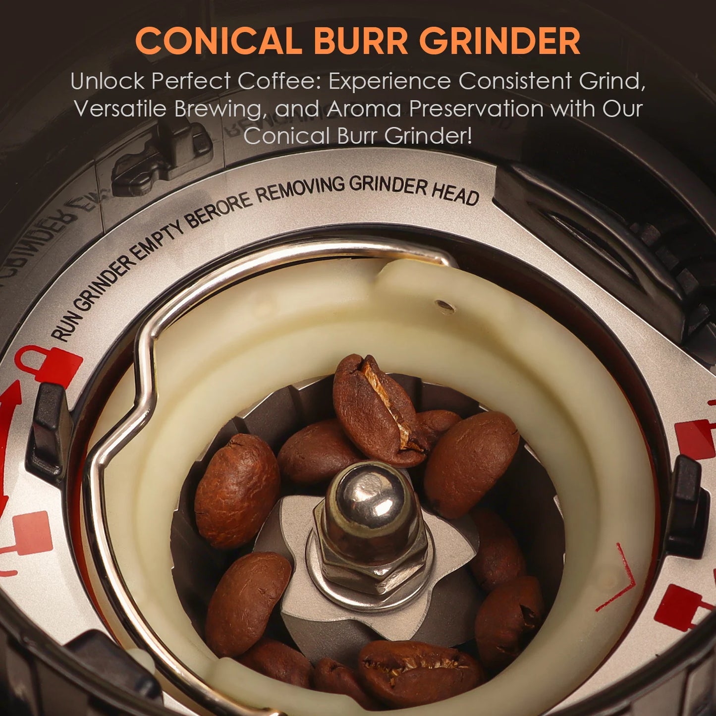 Electric Conical Burr Coffee Grinder with 48 Grind Settings