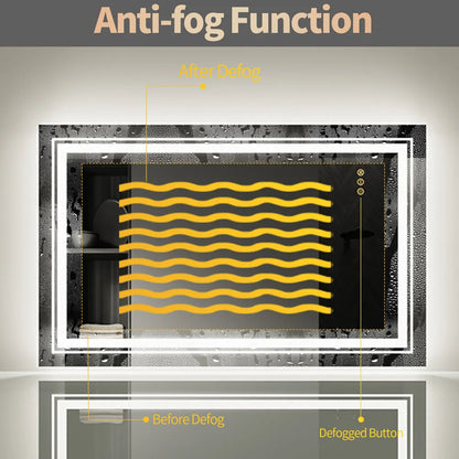 LED Bathroom Mirror with Bluetooth Speaker & Anti-Fog
