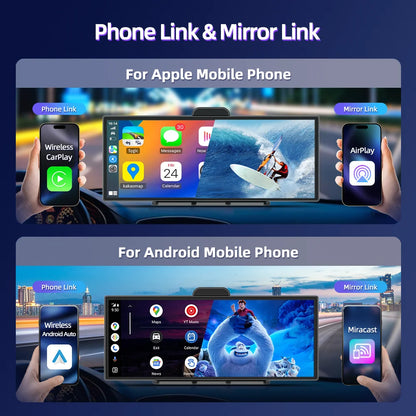 11.4-Inch 4K ADAS Dash Cam with CarPlay & Android Auto