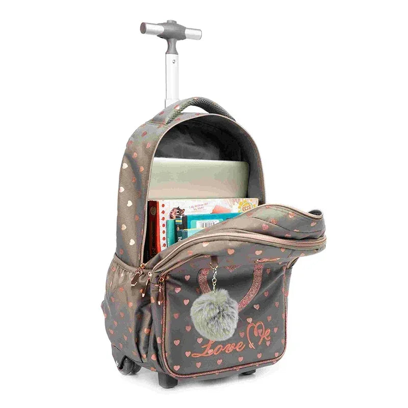 Girls Trolley School Backpack Set with Lunch Bag