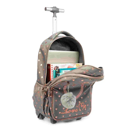 Girls Trolley School Backpack Set with Lunch Bag