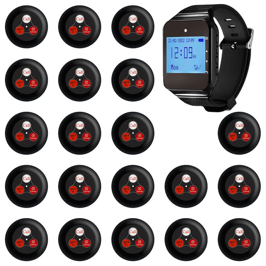 Wireless Restaurant Pager System with 20 Call Buttons