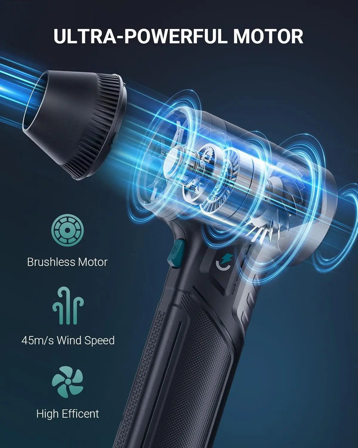 Rechargeable Electric Air Duster 3-Gear High Pressure Blower