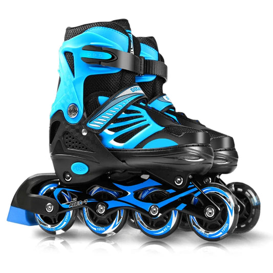 Kids Roller Skates LED Light Up Wheels Adjustable Blue