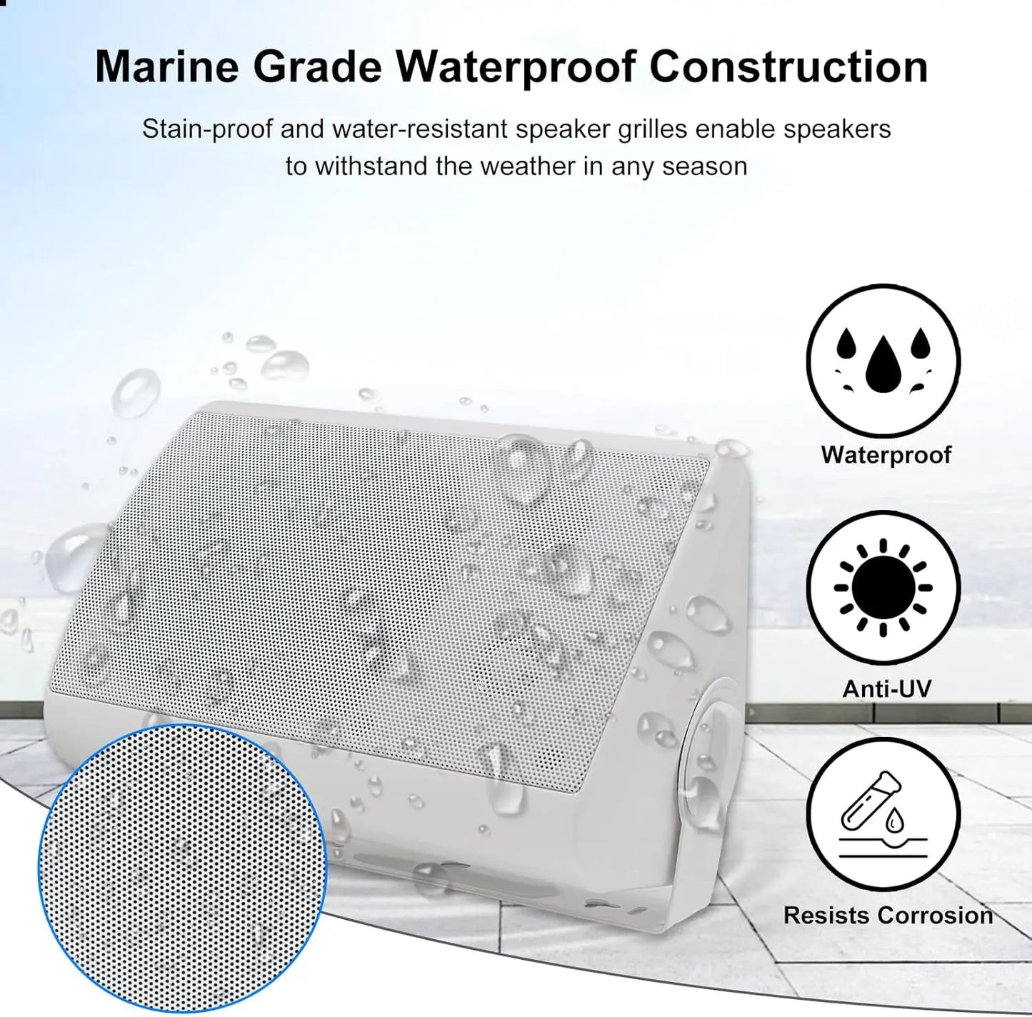 300W Bluetooth Wall Mount Speakers 2-Pack White