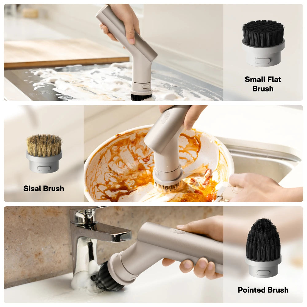 Portable Spin Scrubber Set with Multiple Brush Heads