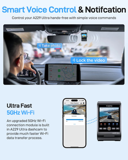 2CH 4K Dash Cam Front and Rear with 256GB Storage