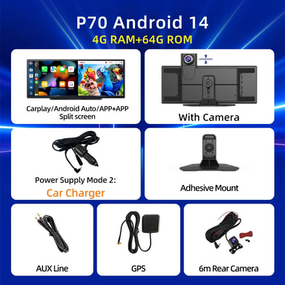 11.4 Inch 4G Smart Dash Cam Triple View 128GB