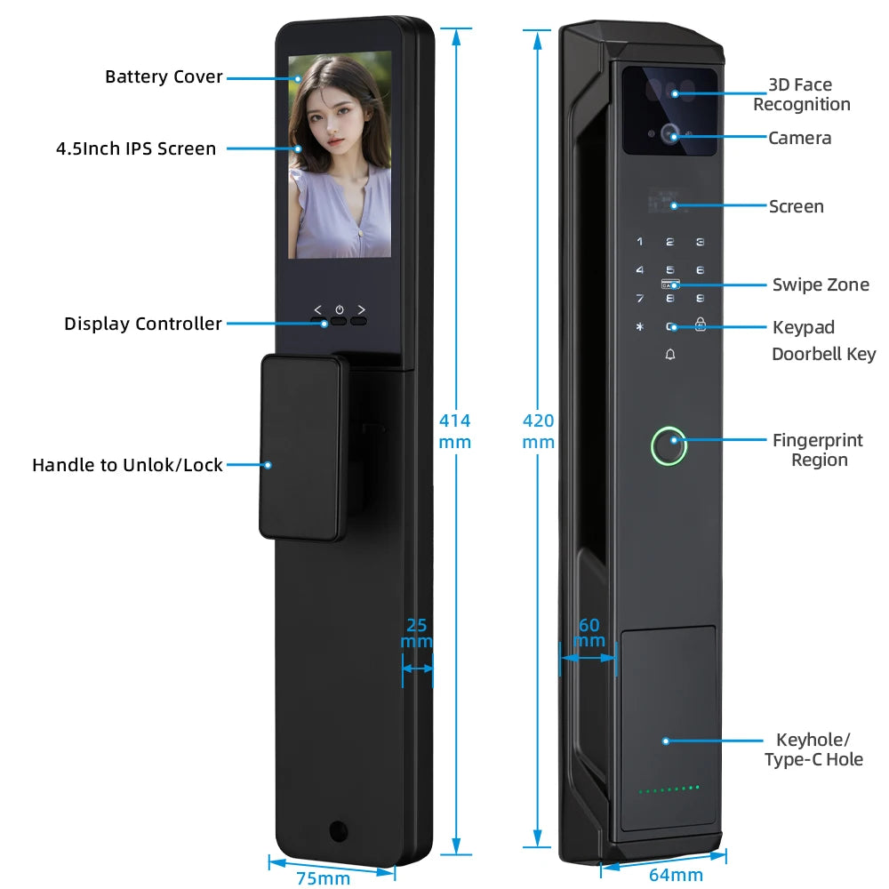 Secure Home Lock with Visual Cat Eye & App