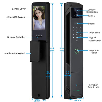 Secure Home Lock with Visual Cat Eye & App