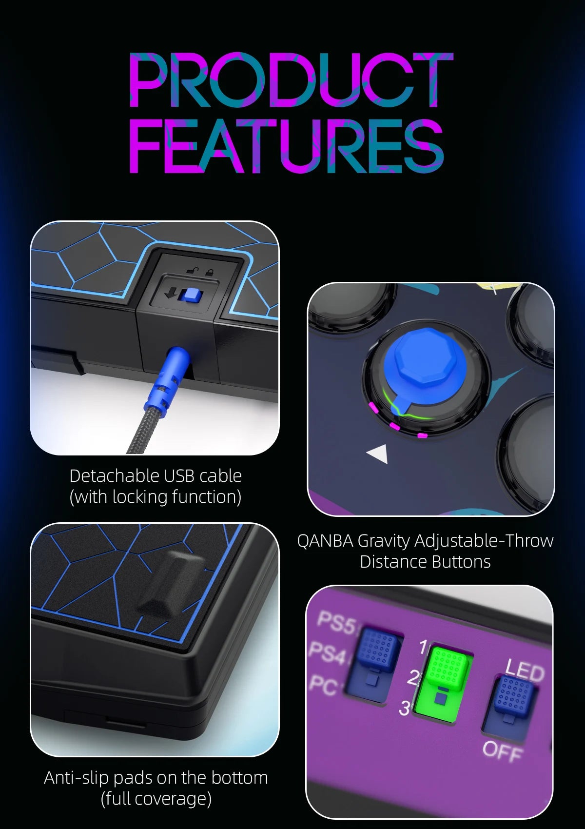 Leverless Arcade Controller for PC PS4 PS5 Fighting Games