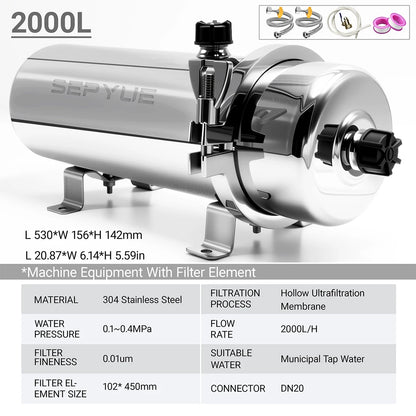 2000L Whole House Water Purifier UF 0.01μm Filter