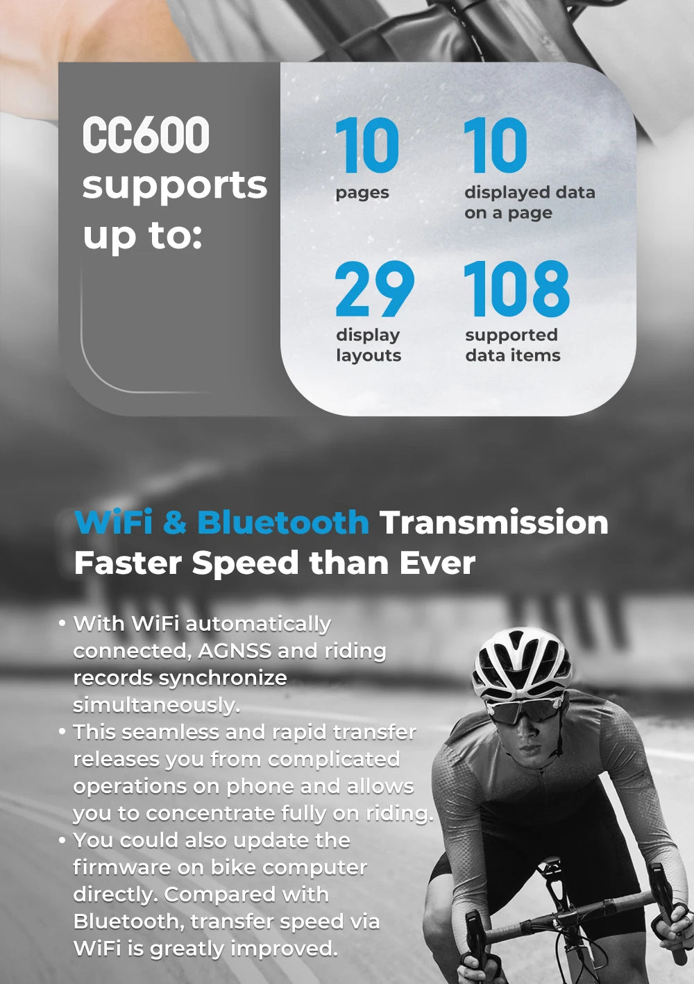 GPS Bike Computer Set with Navigation Color Screen and WiFi