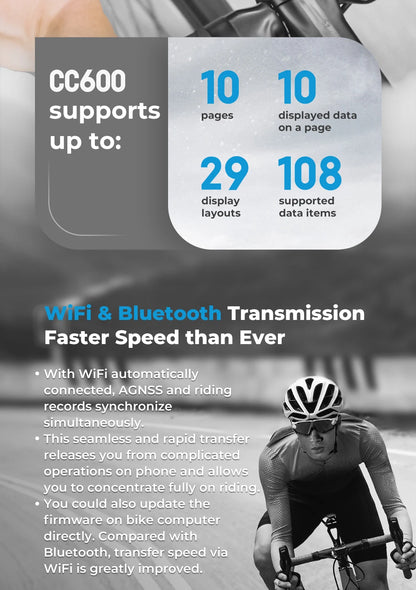 GPS Bike Computer Set with Navigation Color Screen and WiFi