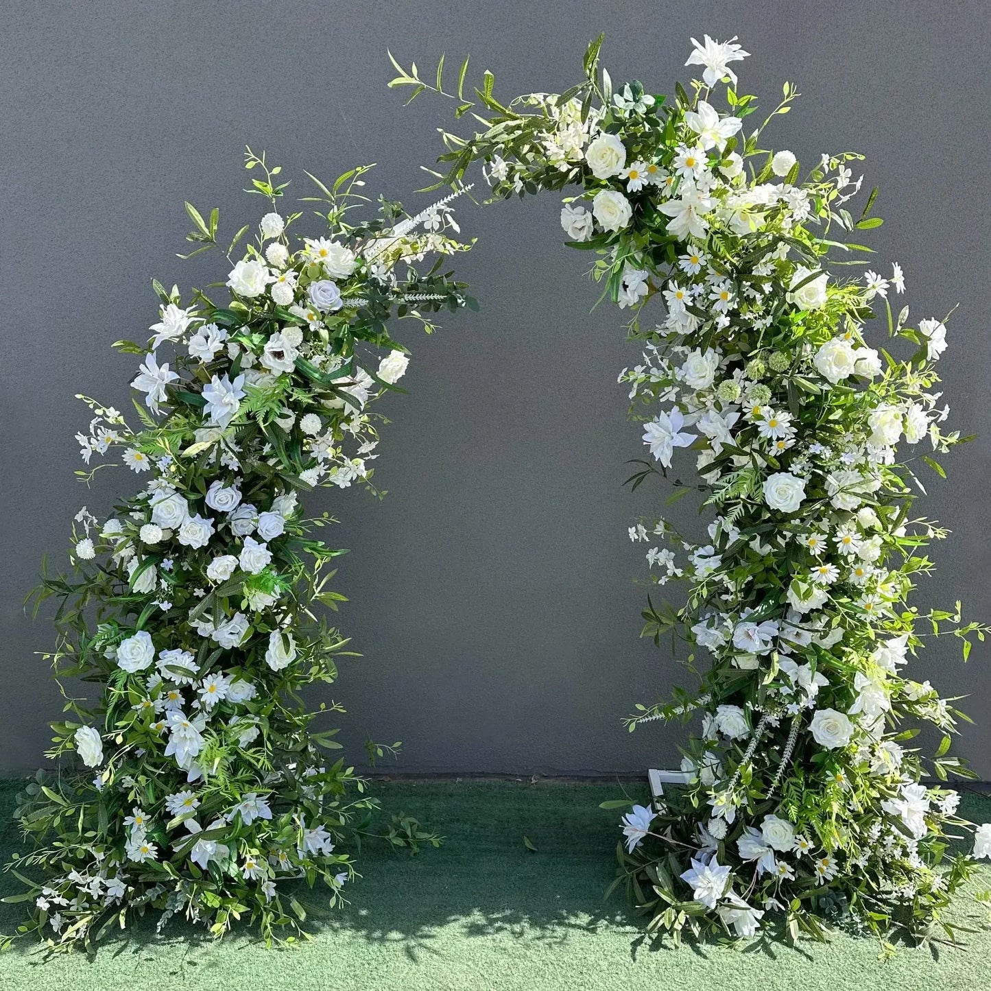 0.9m to 1.2m Green Artificial Flower Arch with Stand