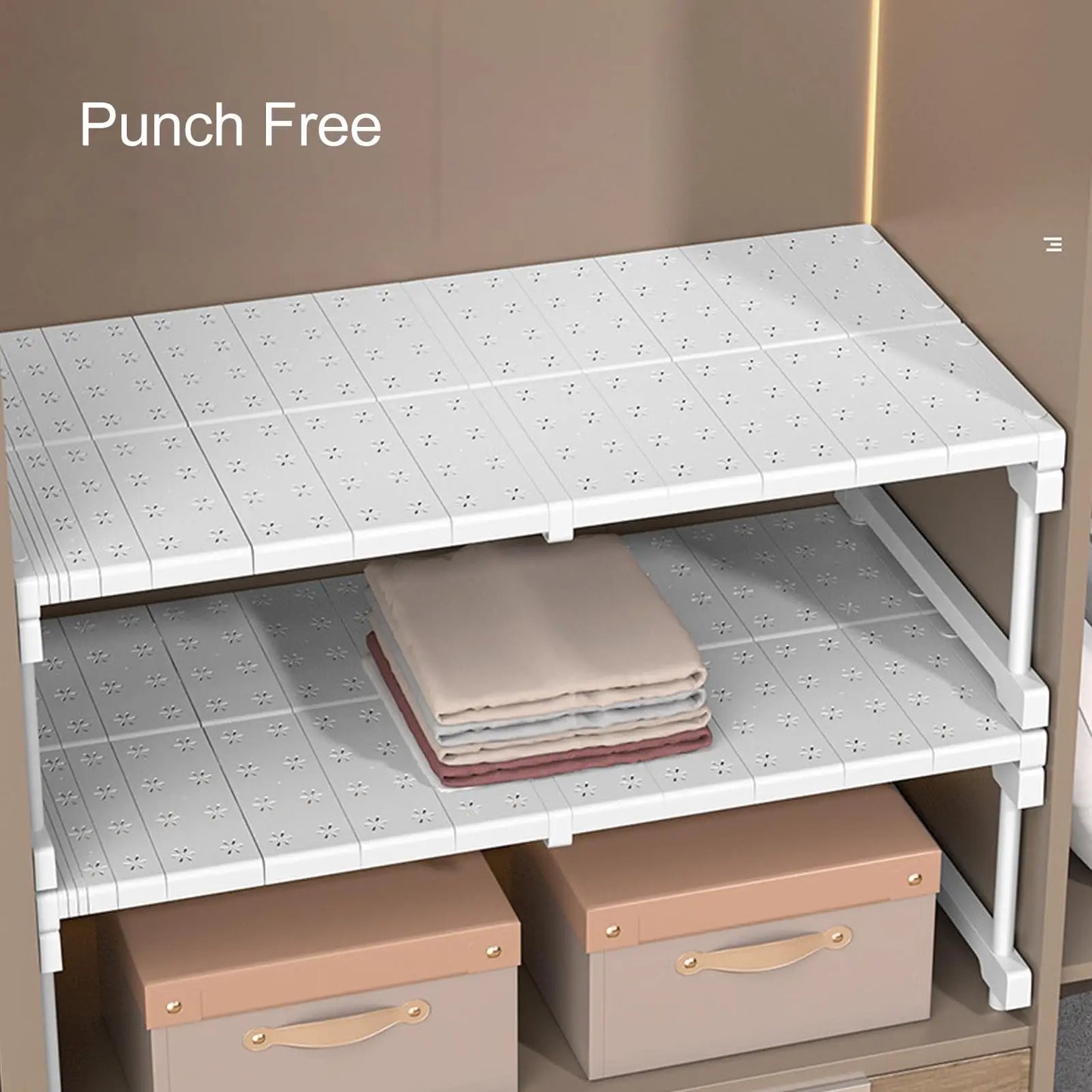 Space Saving Expandable Cabinet Shelf Wardrobe Organizer Rack