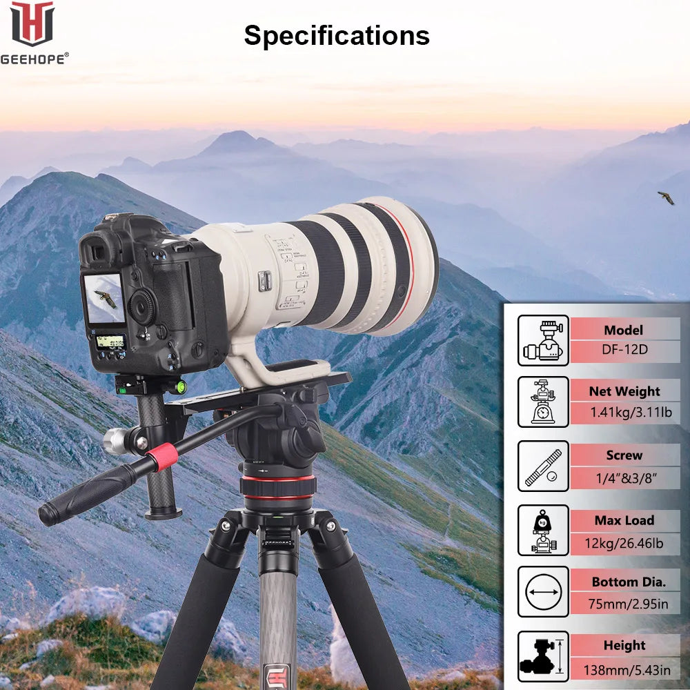 Hydraulic Fluid Tripod Head 12kg DSLR Video Stabilizer