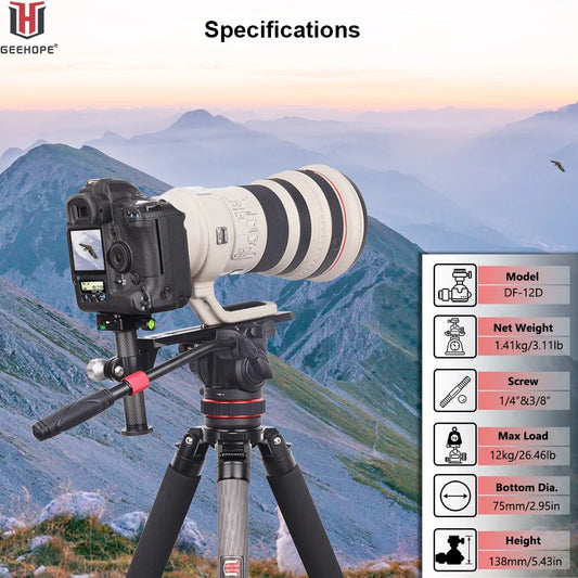 Hydraulic Fluid Tripod Head 12kg DSLR Video Stabilizer