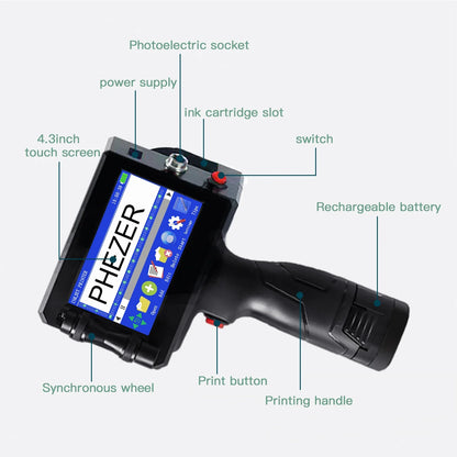 Handheld Inkjet Printer 12.7mm Date Code QR Logo Printing