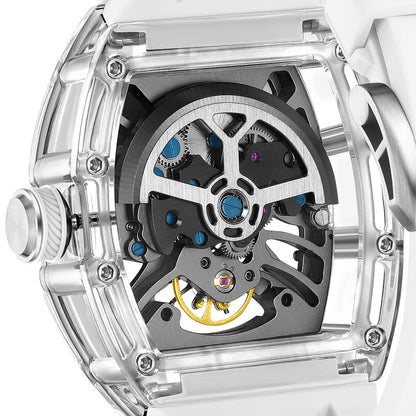 Waterproof Mechanical Wristwatch White Silicone Sport Design