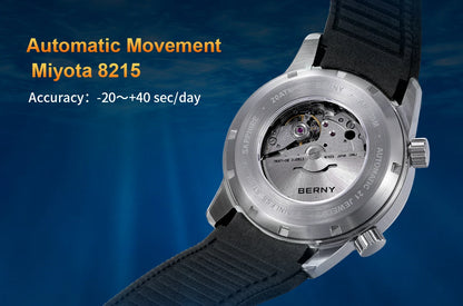 200M Waterproof Automatic Dive Watch with Blue Dial
