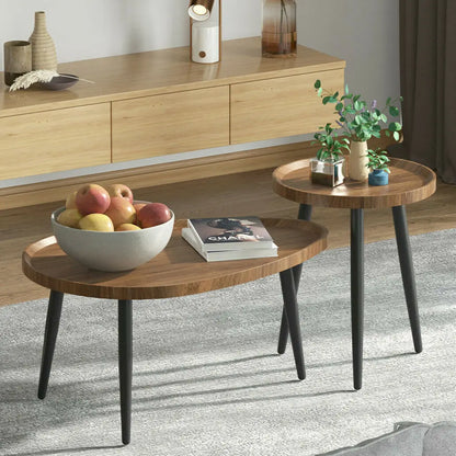 Round Nesting Coffee Tables Set of 2 Rustic Modern