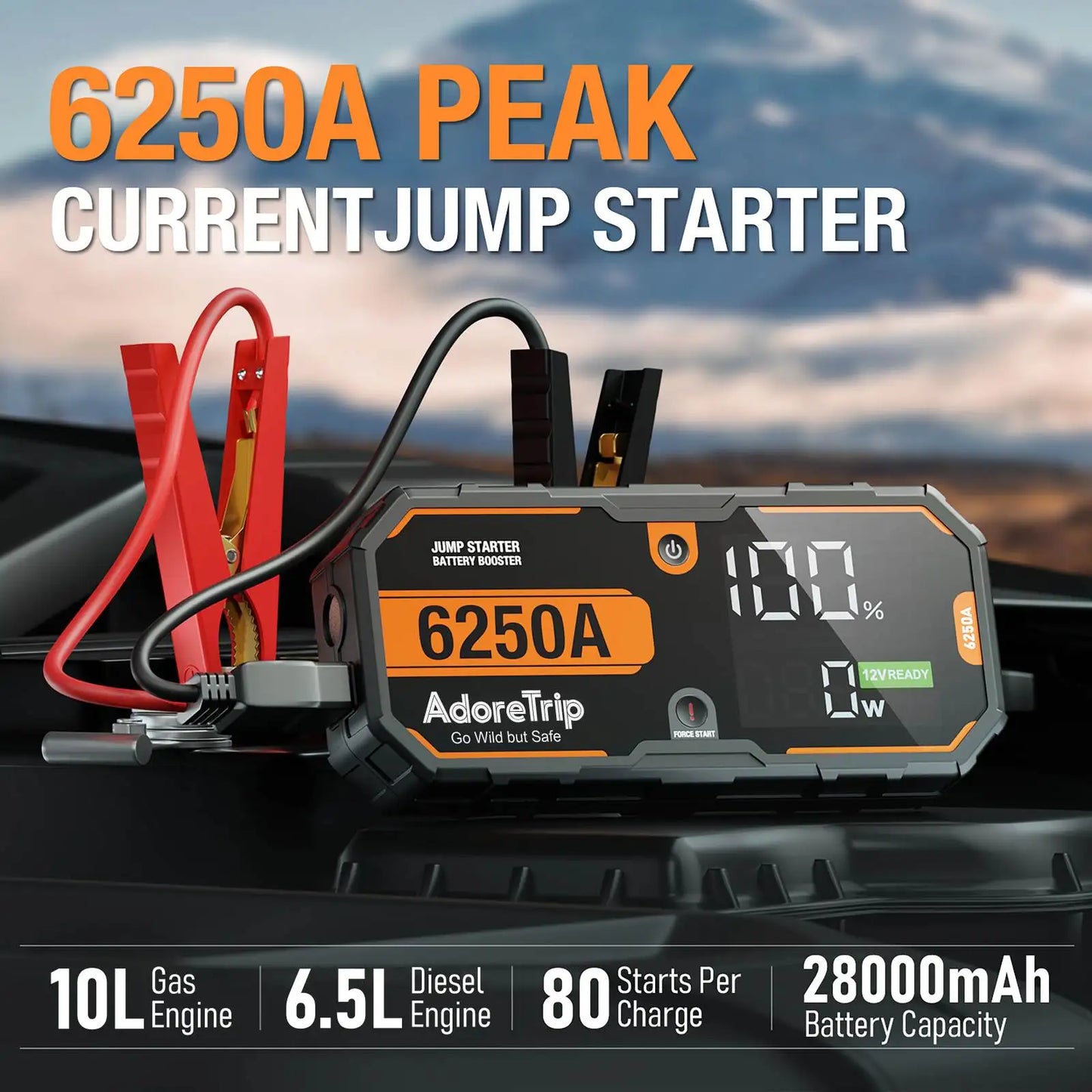 6250A 30000mAh Heavy Duty 12V Car Jump Starter