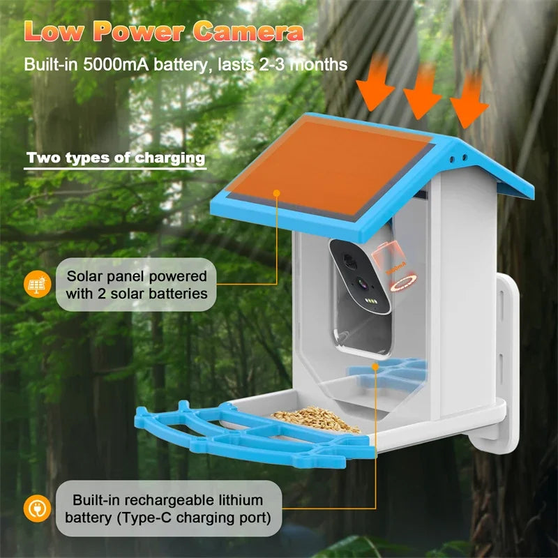 4G Smart Bird Feeder with 2.4K Camera Solar Powered