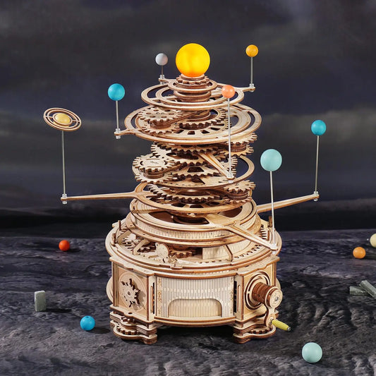 DIY Rotating Mechanical Orrery Wooden Model Kit 316pcs