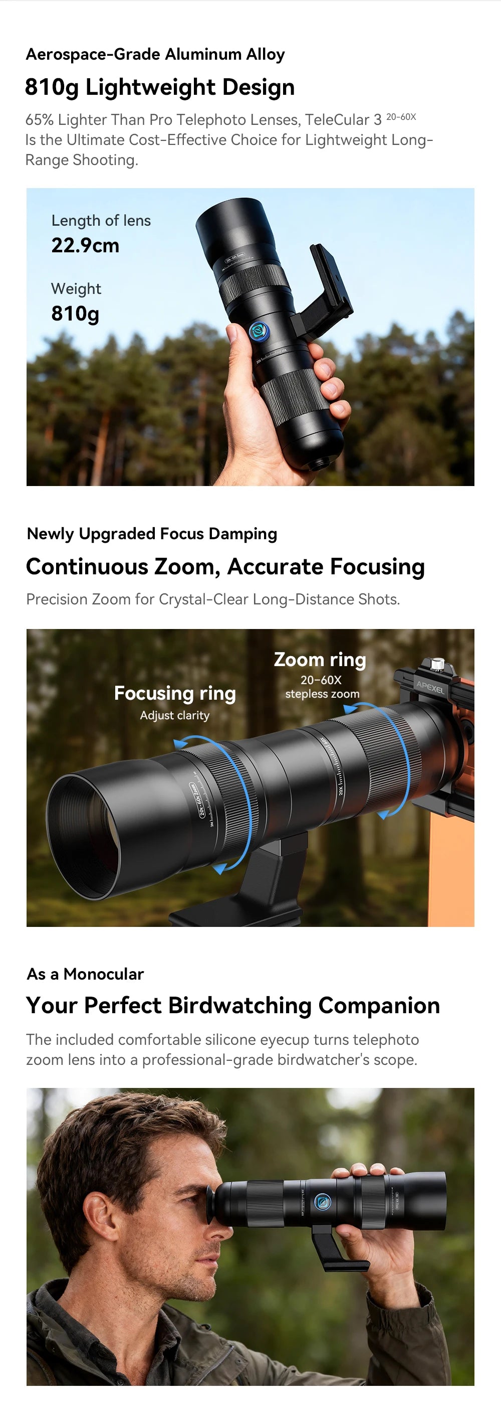 20-60x Telephoto Zoom Lens for Smartphones