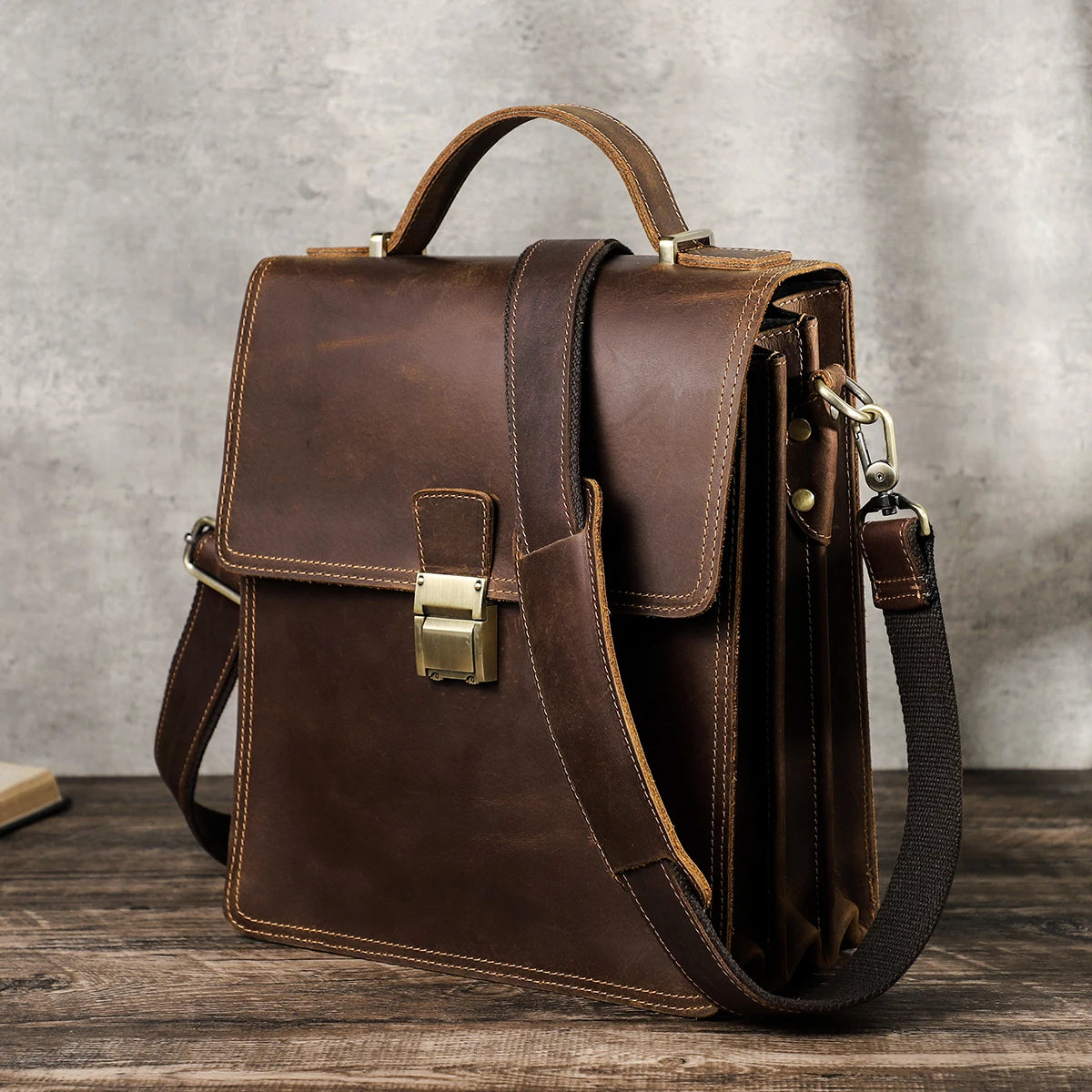 Genuine Leather Shoulder Bag Male Handbag for Tablet