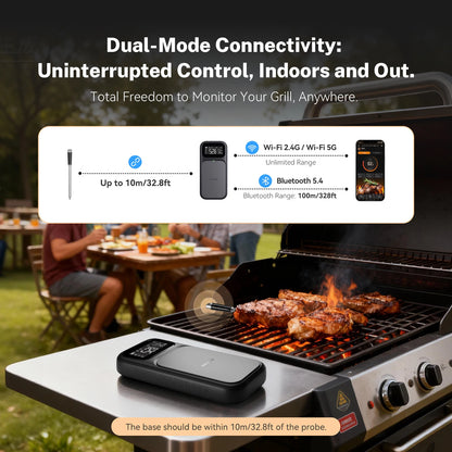 Smart Wireless Meat Thermometer 5 Sensors WiFi Bluetooth IP67